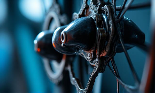 Dettaglio di componenti meccanici per bicicletta